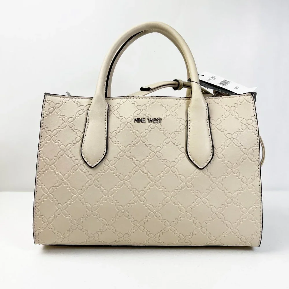 New Nine West Women's Allyce Signature Shoulder Bag, Handbag, Purse Jet Beige - Picture 9 of 10